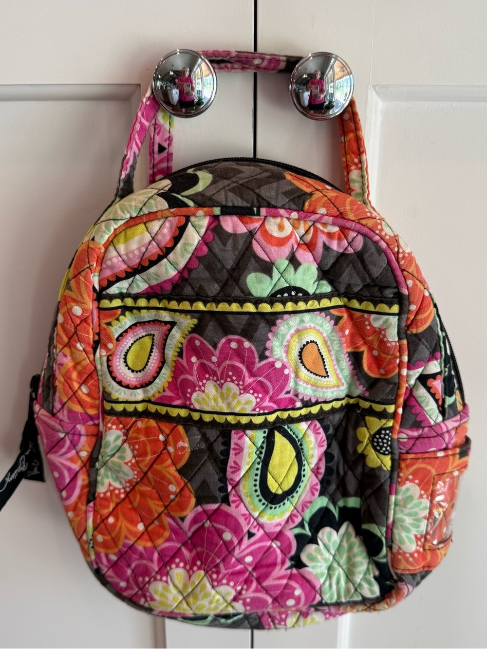 Vera Bradley Zenna Zinnia Pink Black Orange Flowers Paisley lunch cooler tote